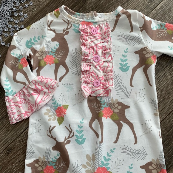 Boutique Girls Deer Ruffle Romper - Picture 2 of 2